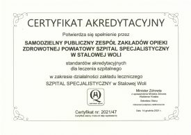 Certyfikat akredytacyjny dla naszego szpitala