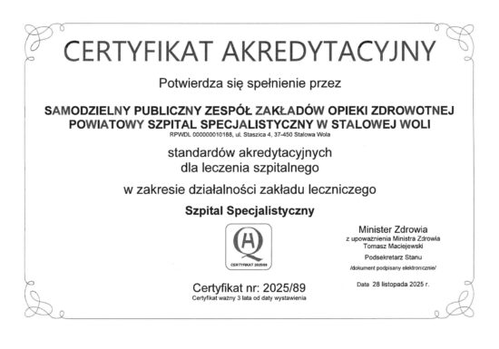 Akredytacja dla naszego szpitala