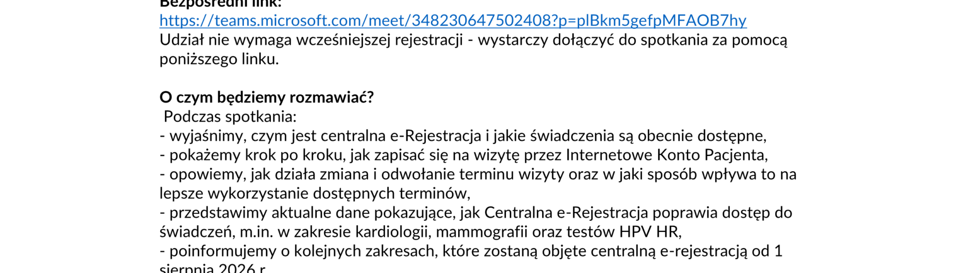 zaproszenie na webinar dotyczący Centralnej e-Rejestracji