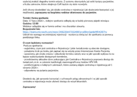 zaproszenie na webinar dotyczący Centralnej e-Rejestracji